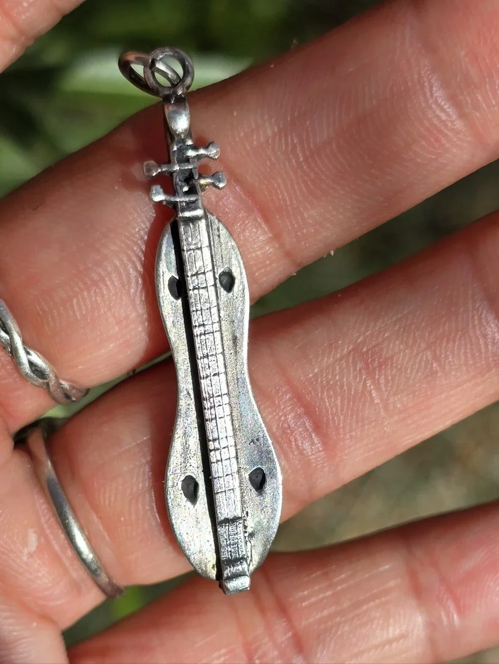 RARE special artisan solid 925 sterling silver Appalachian mountain dulcimer